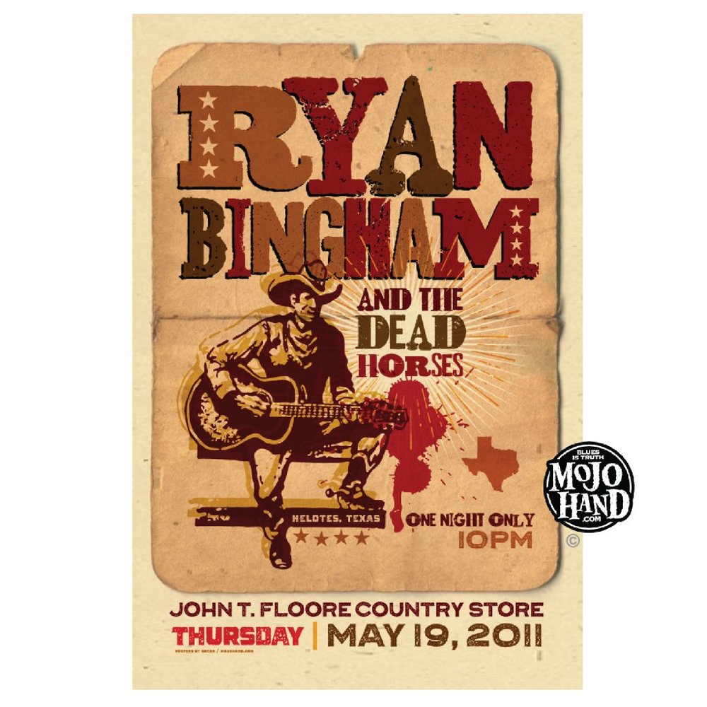 Ryan Bingham tour poster - 2011 - 12"x18" signed by the poster designer